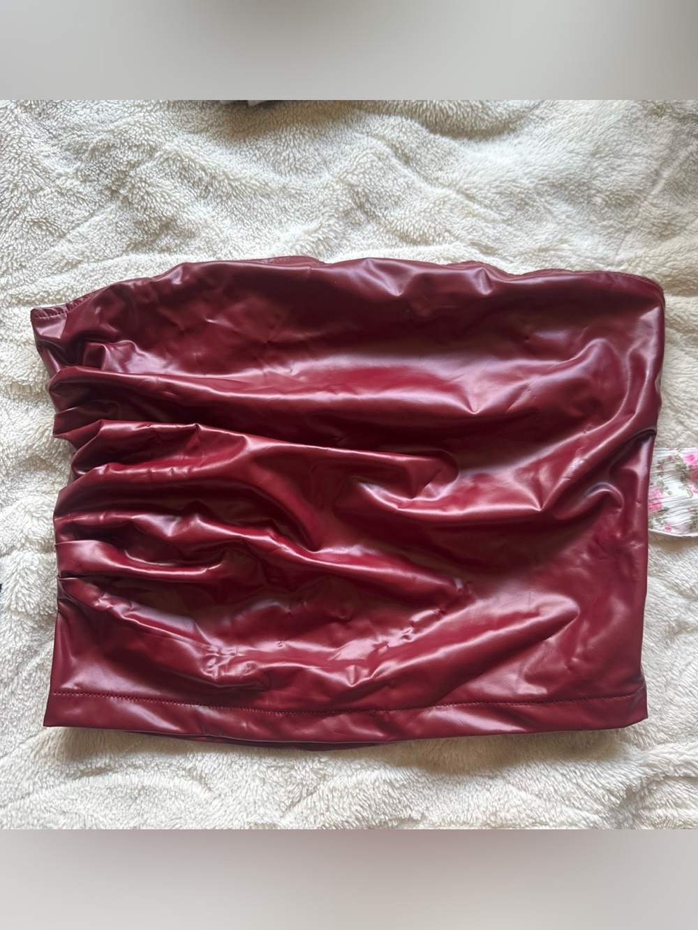 Burgundy Faux Leather Tube Top